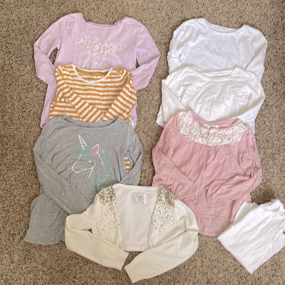Lot of 8 used long sleeve shirts for girls - size 7/8